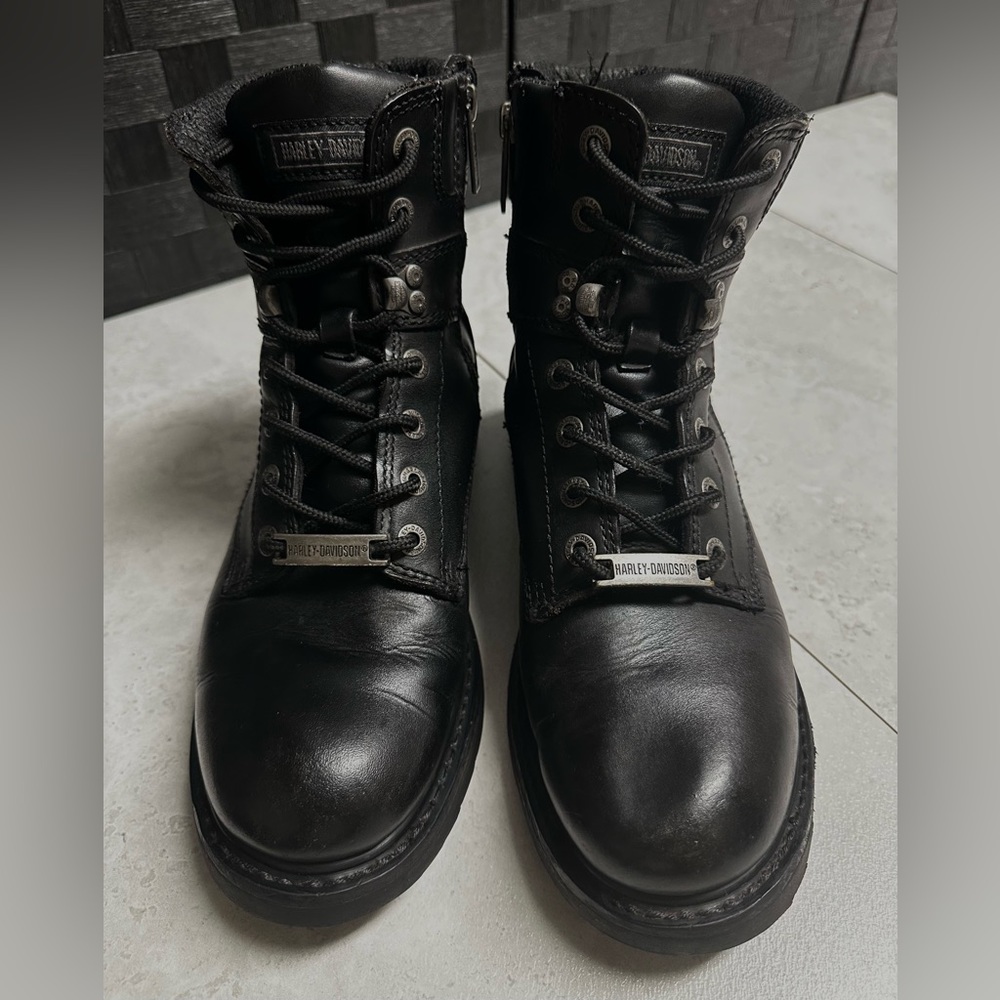 Harley- Davidson Men’s 7 Inch Black Lace Boots with/ Zipper Size 10